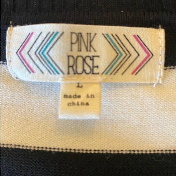 Pink Rose Black and White Striped Sweater  Dress Ladies L - Picture 7 of 12